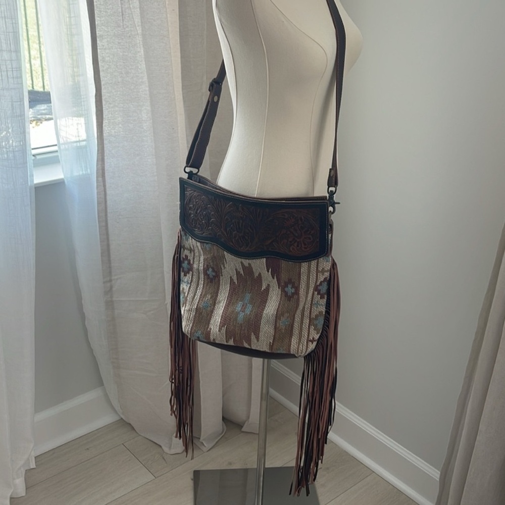 Myra Bag Brown Crossbody with Fringe